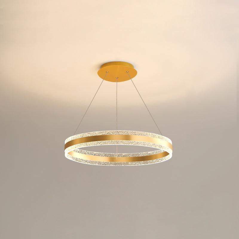 Modern Circle LED Chandelier Single Layer ? 19.7 x H 47.2″ / Dia 50cm x H 120cm / Gold / Three-color changing light
