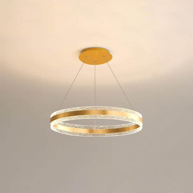 Modern Circle LED Chandelier Single Layer ? 23.6 x H 47.2″ / Dia 60cm x H 120cm / Gold / Three-color changing light