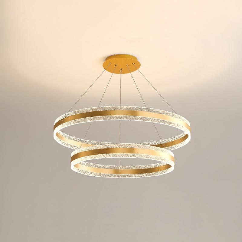 Modern Circle LED Chandelier Double Layers ? 23.6″ + ? 23.6″ x H 47.2″ / Dia 60cm +Dia 60cm x H 120cm / Gold