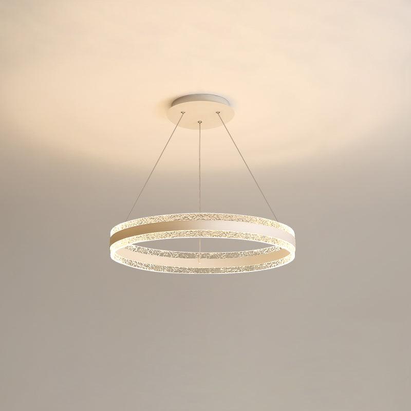 Modern Circle LED Chandelier Single Layer ? 19.7 x H 47.2″ / Dia 50cm x H 120cm / White / Three-color changing light