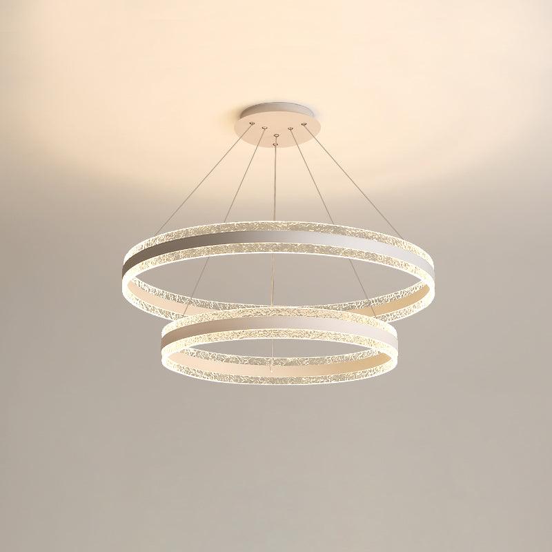 Modern Circle LED Chandelier Double Layers ? 23.6″ + ? 23.6″ x H 47.2″ / Dia 60cm +Dia 60cm x H 120cm / White