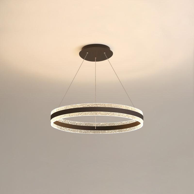 Modern Circle LED Chandelier Single Layer ? 23.6 x H 47.2″ / Dia 60cm x H 120cm / Black / Three-color changing light