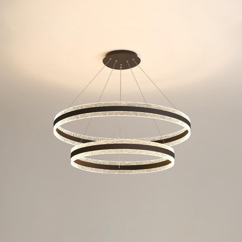 Modern Circle LED Chandelier Double Layers ? 23.6″ + ? 23.6″ x H 47.2″ / Dia 60cm +Dia 60cm x H 120cm / Black
