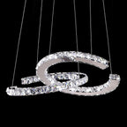 Modern Crystal Double C Chandelier L 21.7″ x W 11.8″ / L 55cm x W 30cm / Silver + Clear / Warm Light Chandelier