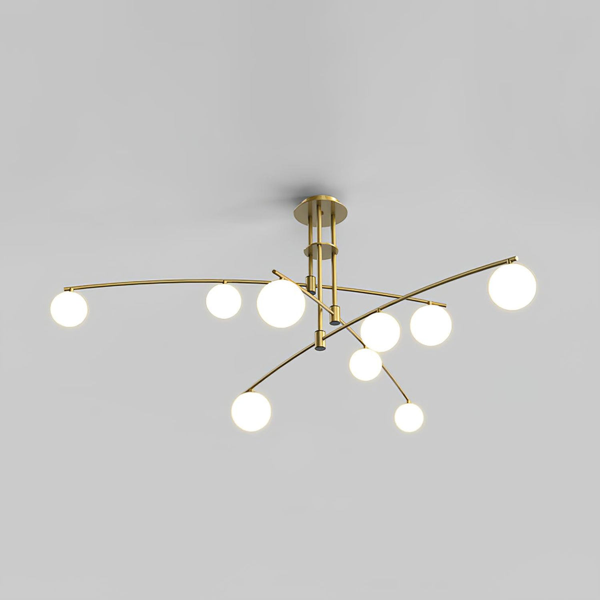 Modern Long Arm Chandelier 9 heads ? 57.1″ x H 17.7″ / Dia 145cm x H 45cm / Gold Chandelier