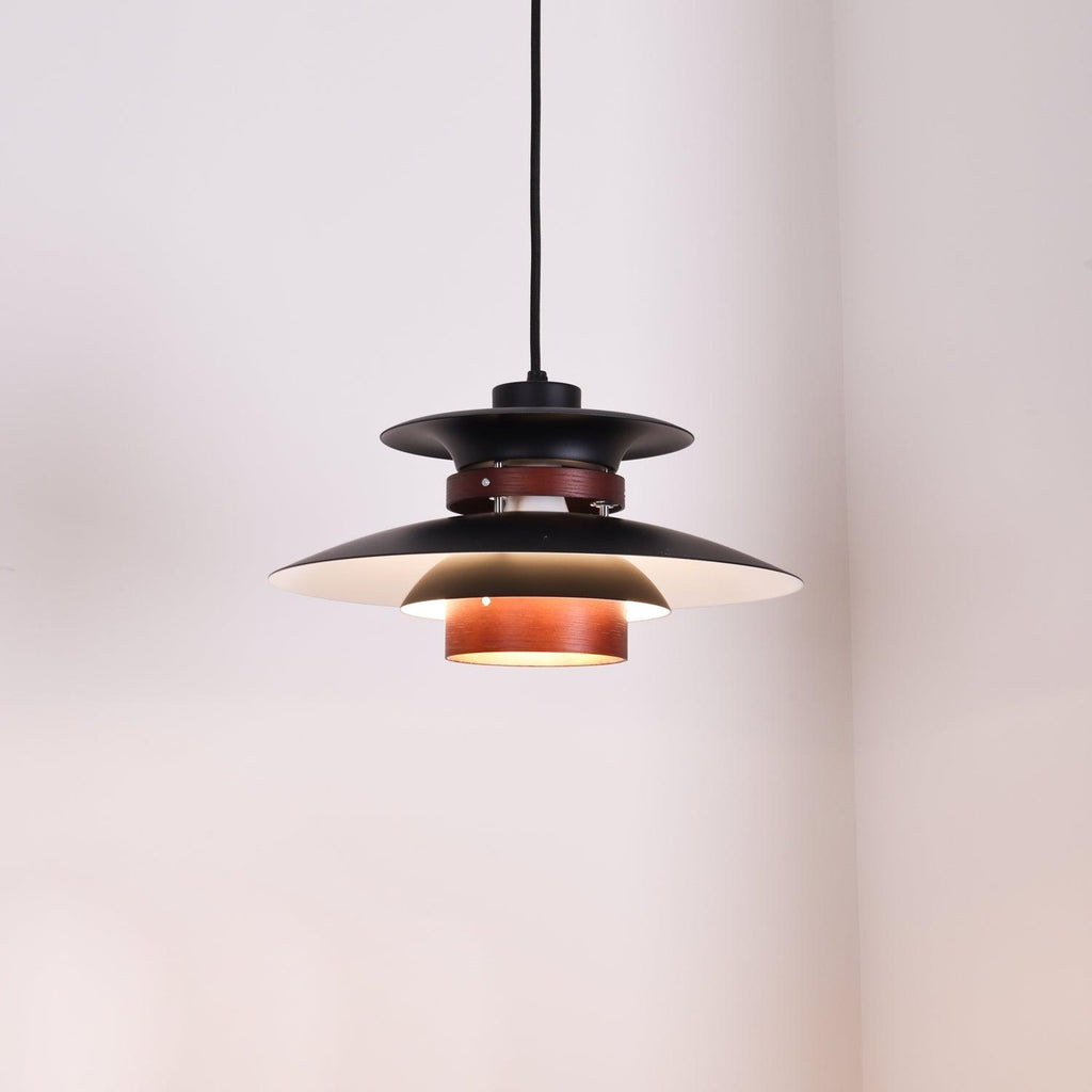 Modulo Layered Pendant Light ? 13.8″ x H 8.3″ / Dia 35cm x H 21cm / Black & Dark oak wood Pendant light