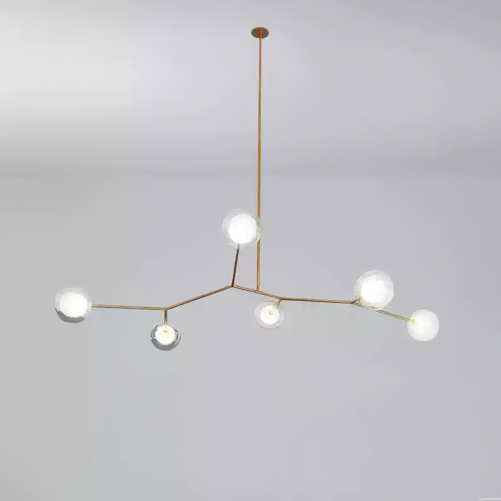 Molecular Glass Balls Chandelier 6 Heads ? 45.7″ x H 20.5″ / Gold & White Chandelier