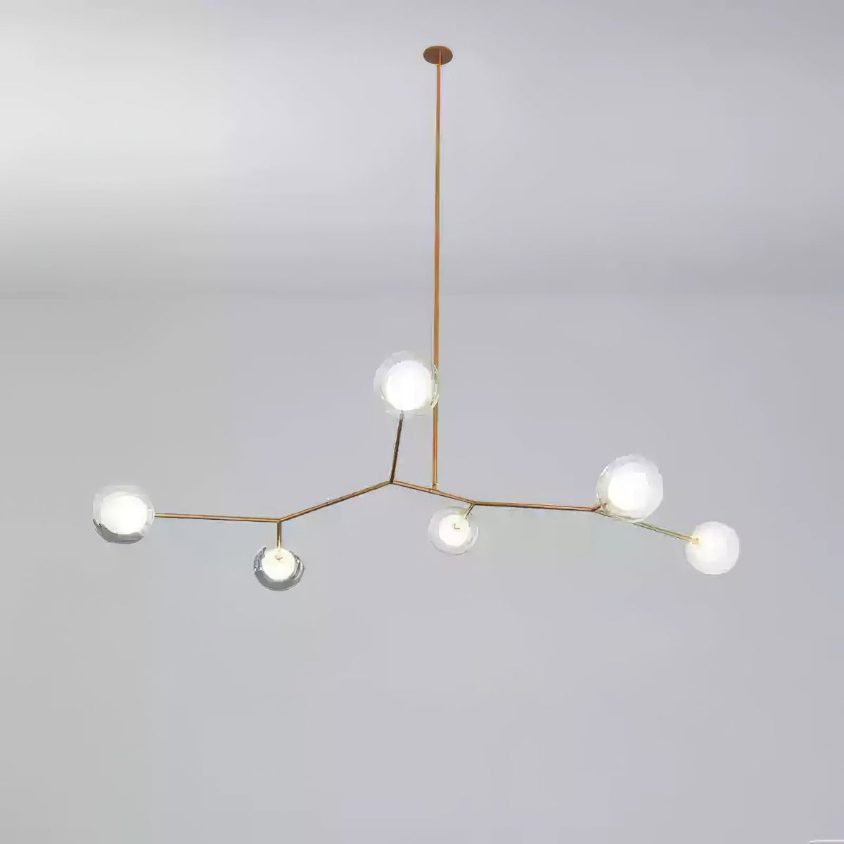 Molecular Glass Balls Chandelier 6 Heads ? 45.7″ x H 20.5″ / Gold & White Chandelier