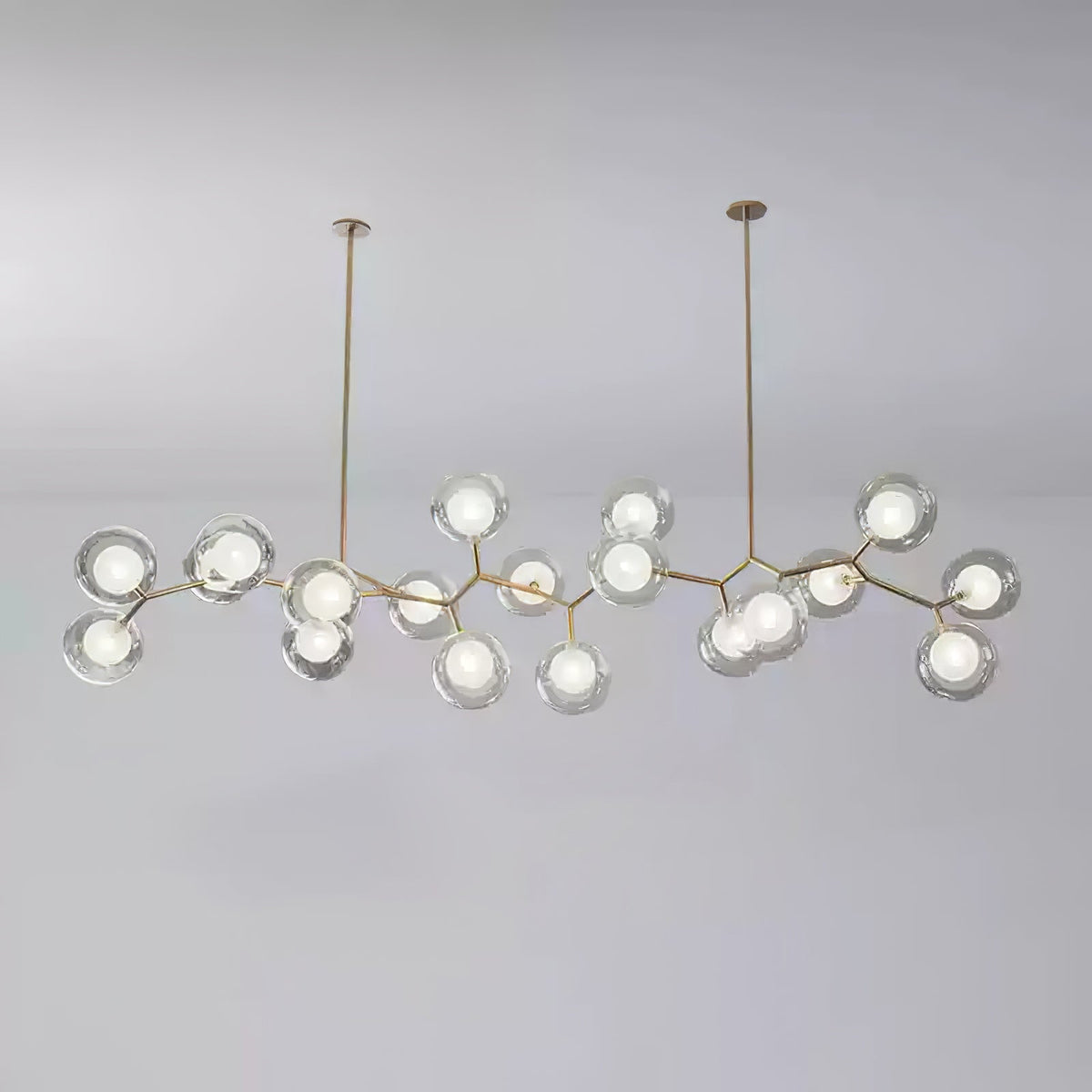 Molecular Glass Balls Chandelier 19 Heads ? 59.1″ x H 20.5″ / Gold & White Chandelier