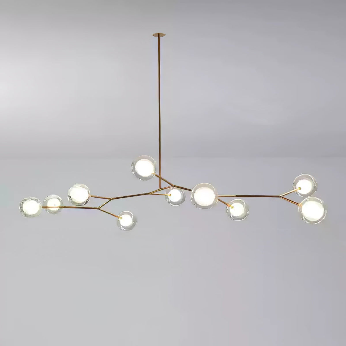 Molecular Glass Balls Chandelier 10 Heads ? 52″ x H 20.5″ / Gold & White Chandelier