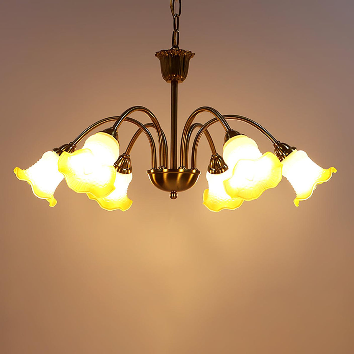 Morning Glory Chandelier 6 heads ∅ 29.5″ x H 29.5″ / Dia 75cm x H 75cm / Yellow Chandelier