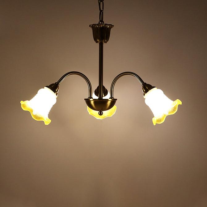 Morning Glory Chandelier 3 heads ∅ 24.4″ x H 29.5″ / Dia 62cm x H 75cm / Yellow Chandelier