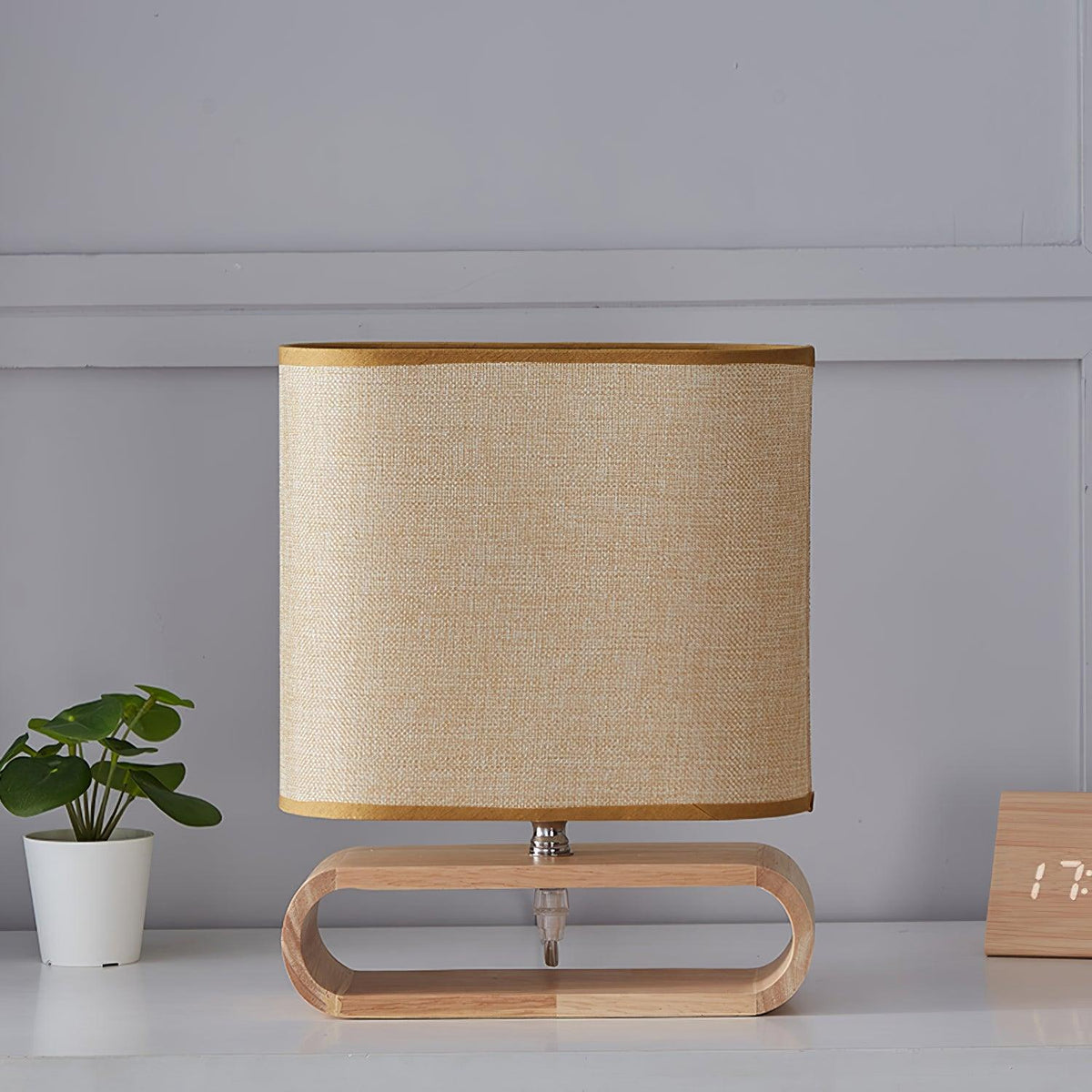 Moti Wood Table Lamp ∅ 9.8″ x H 12″/ Dia 25cm x H 30.5cm / Wood Color / US plug Table lamp