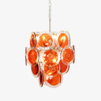Murano Orange Disk Glass Chandelier ? 19.7″ x H 21.3″ / Chrome & Orange Chandelier