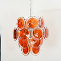 Murano Orange Disk Glass Chandelier ? 19.7″ x H 21.3″ / Chrome & Orange Chandelier