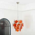Murano Orange Disk Glass Chandelier ? 19.7″ x H 21.3″ / Chrome & Orange Chandelier