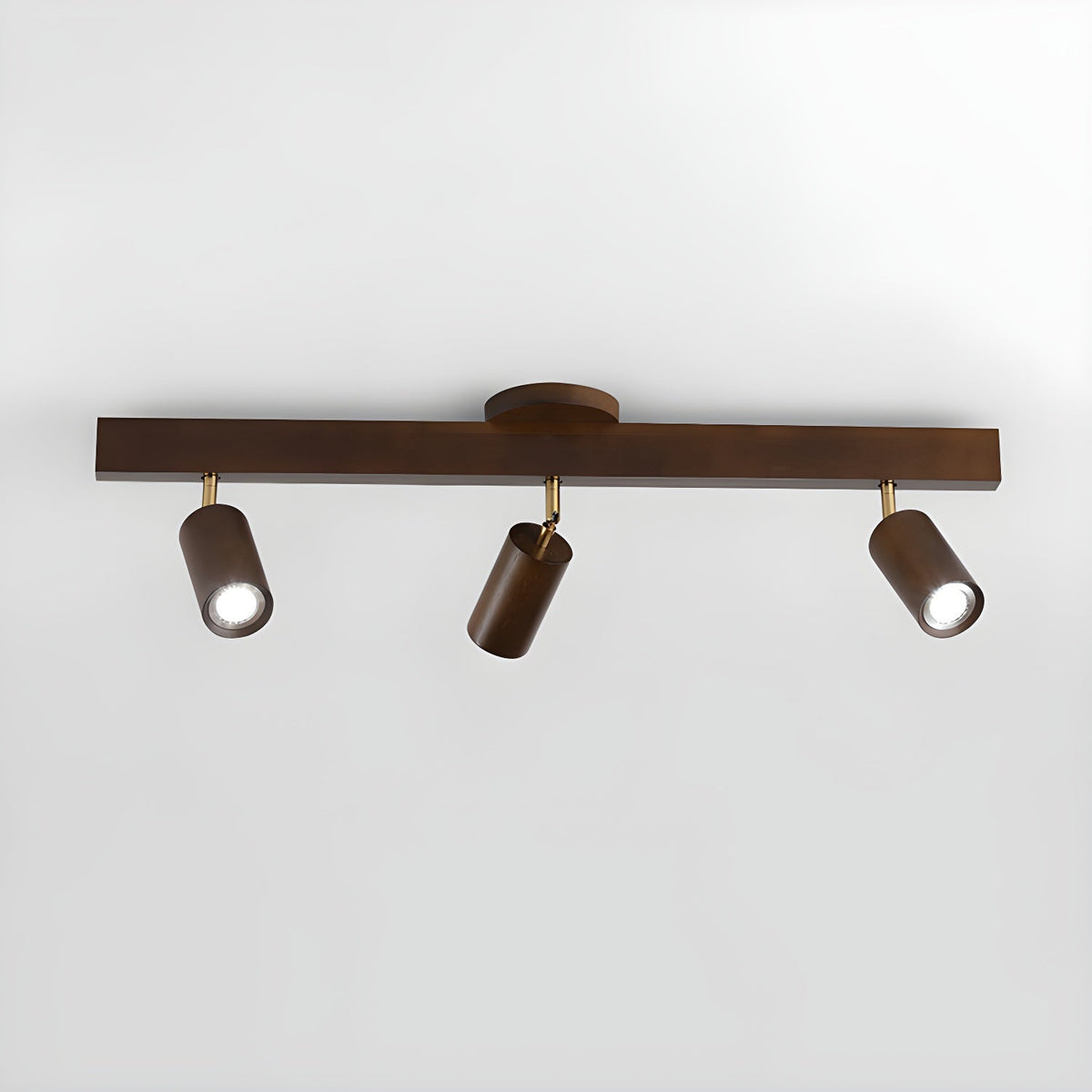 Natural Wood Beam Spotlight Light 3 heads L 31.5″ x H 8.7″ / Walnut Color Ceiling lamp
