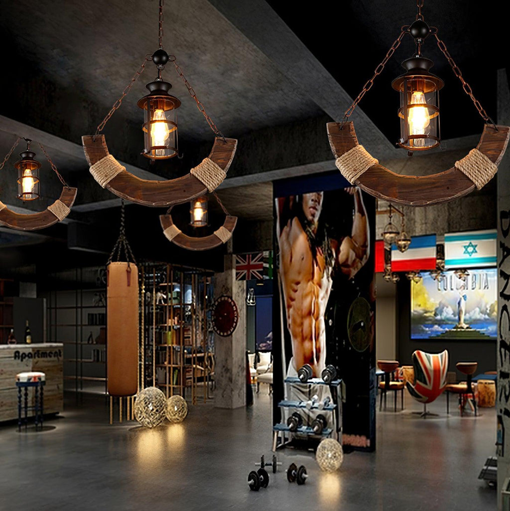 Nautical Industrial Style Wooden Chandelier Chandelier