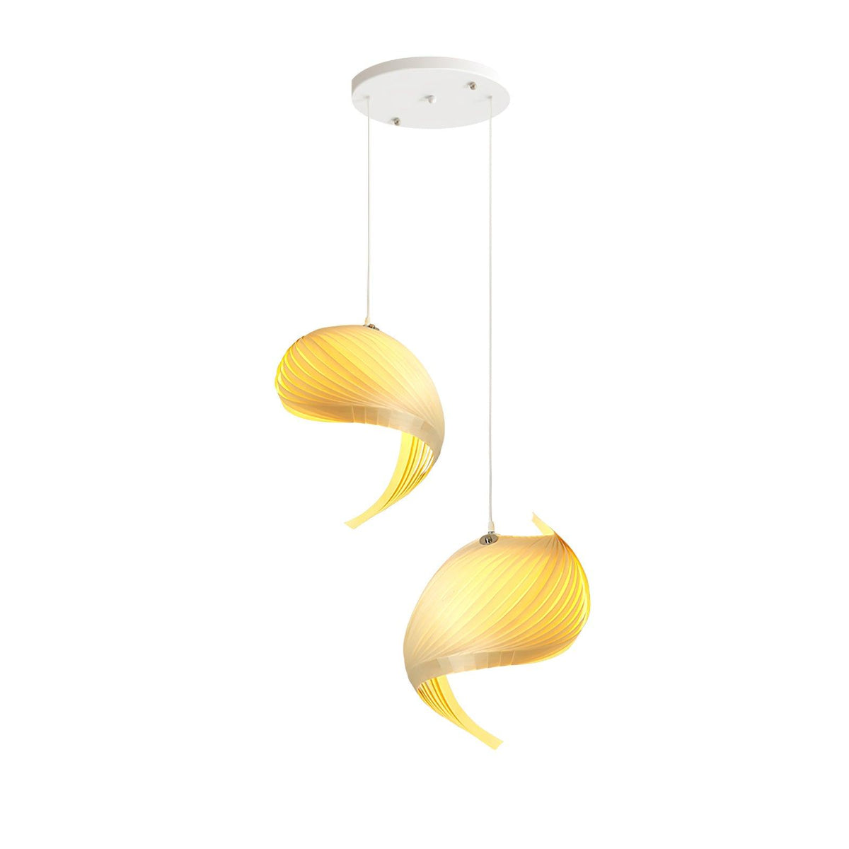 Nautilus Shell Pendant Light 2 Heads Round Canopy ? 15.7″ x H 59.1″ / Dia 40cm x H 150cm / Wood Colour / Warm Light