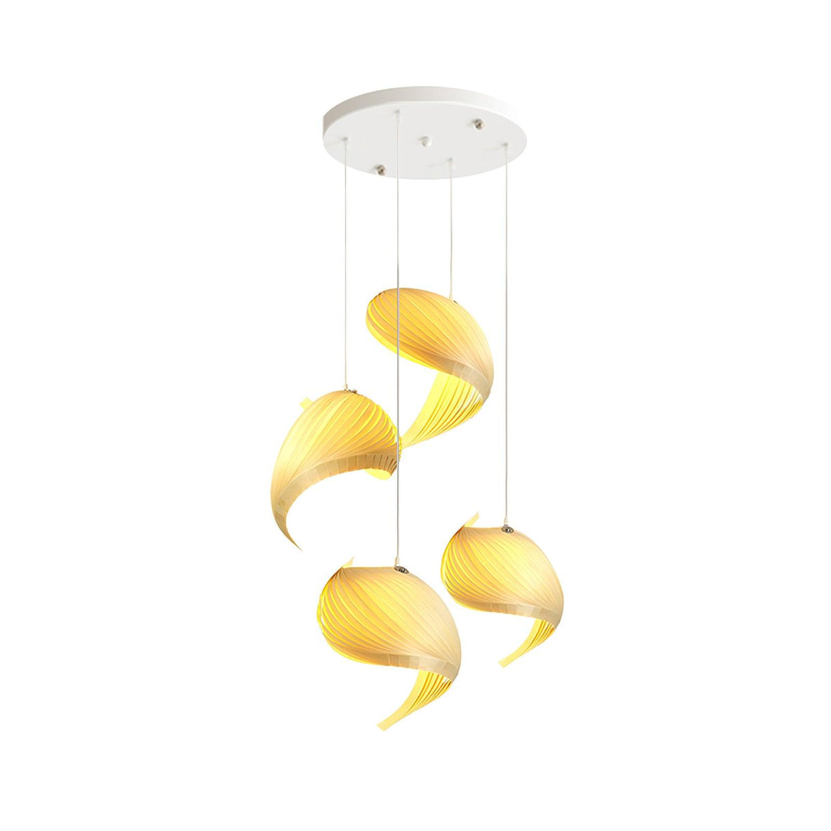 Nautilus Shell Pendant Light 4 Heads Round Canopy ? 19.7″ x H 78.7″ / Dia 50cm x H 200cm / Wood Colour / Warm Light