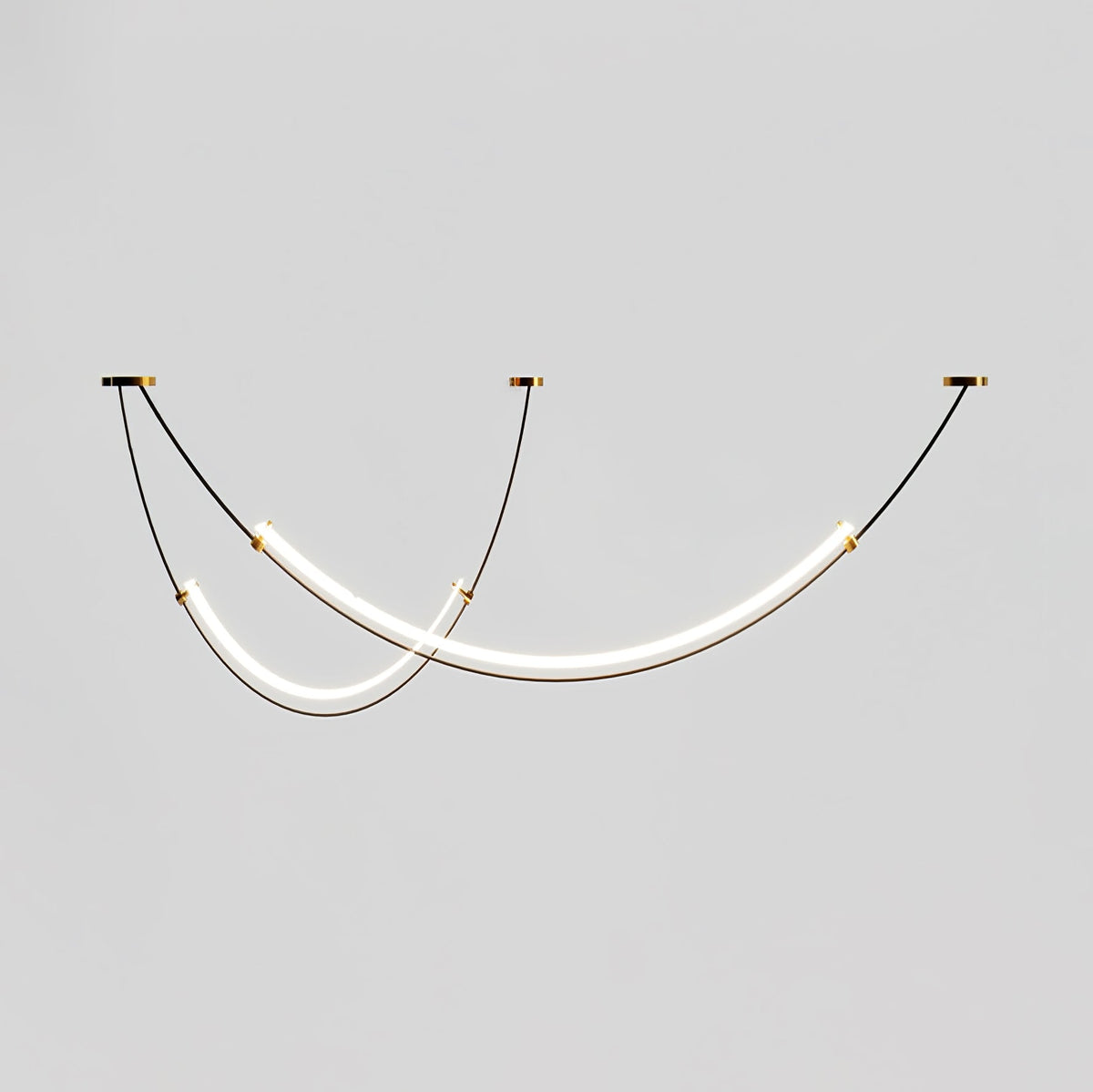 Neon Pendant Lamp ? 39.4″ + ? 23.6″ x H 18.9″ / Dia 100cm + Dia 60cm x H 48cm / Black & Gold & White / Warm Light
