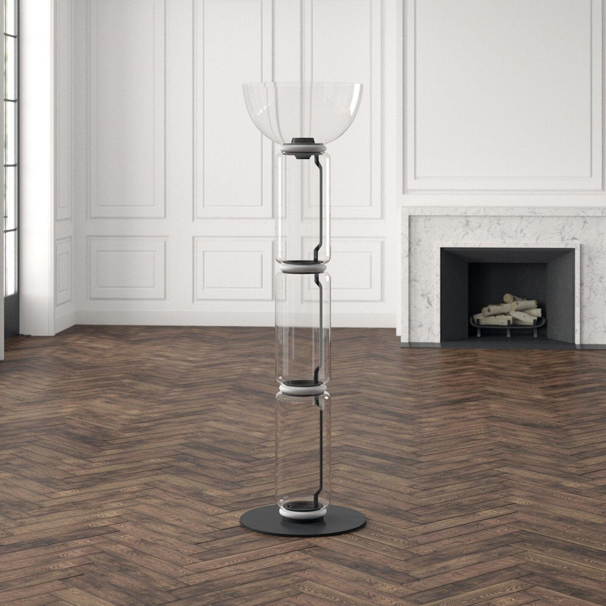 Bamboo Glass Floor Lamp Floor lamp