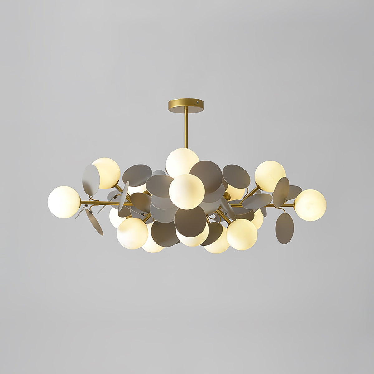 Off White Tree Chandelier 15 heads ? 35.4″ x H 11.8″ / Dia 90cm x H 30cm / Gold & Grey Chandelier