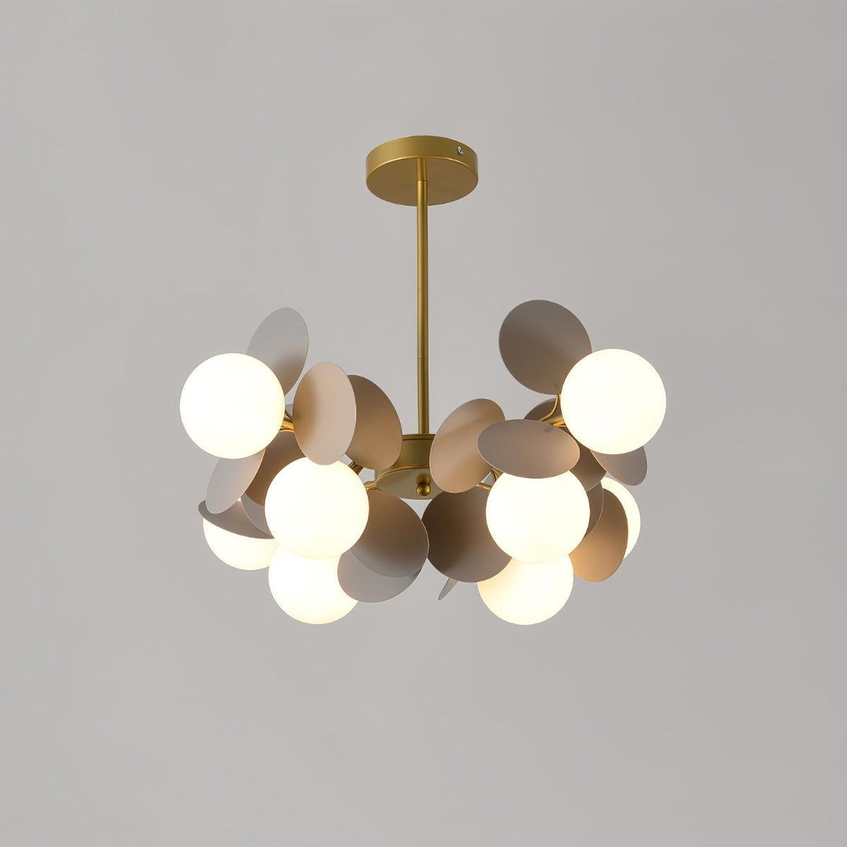 Off White Tree Chandelier 8 heads ? 23.6″ x H 10.4″ / Dia 60cm x H 26.5cm / Gold & Grey Chandelier