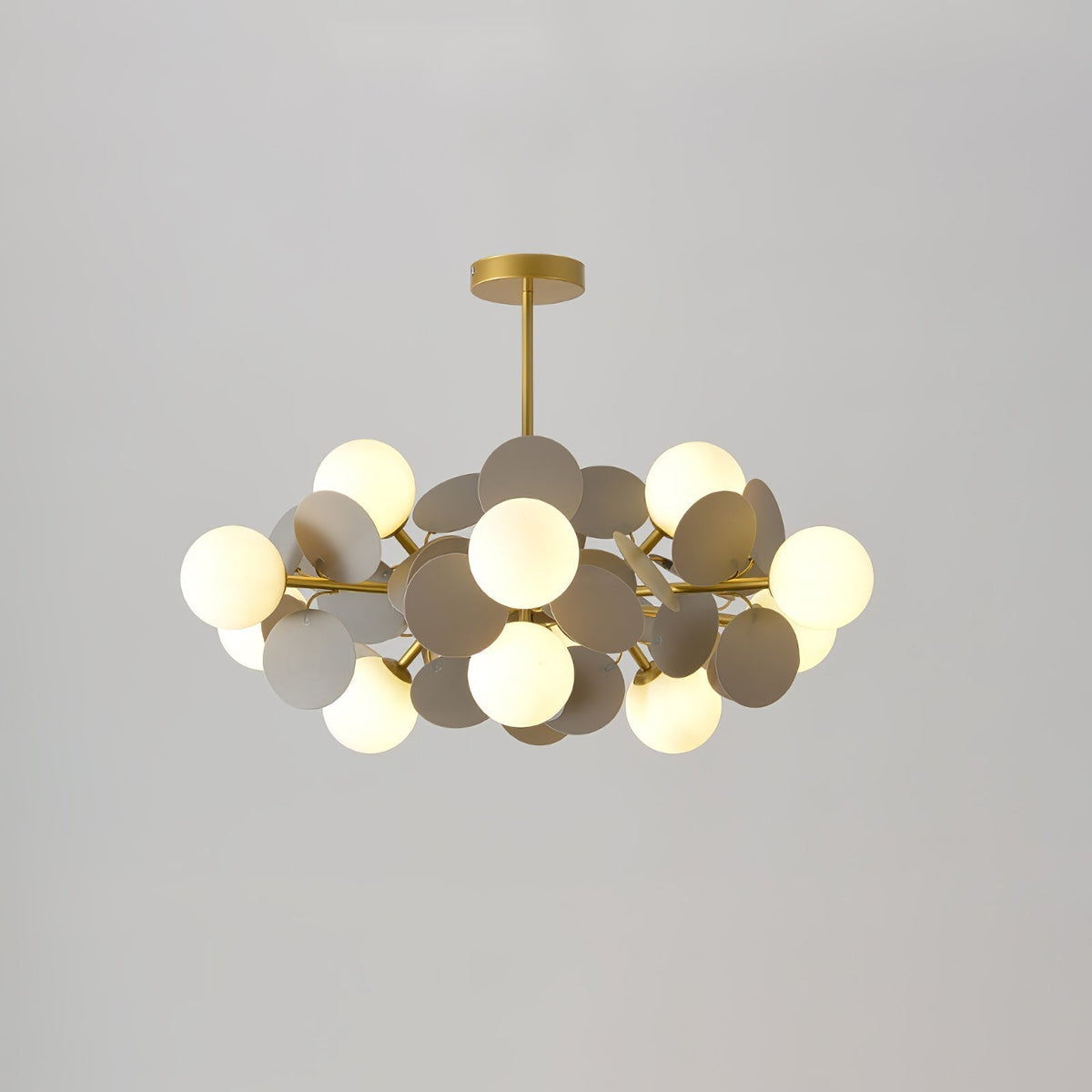 Off White Tree Chandelier 12 heads ? 29.5″ x H 11.8″ / Dia 75cm x H 30cm / Gold & Grey Chandelier