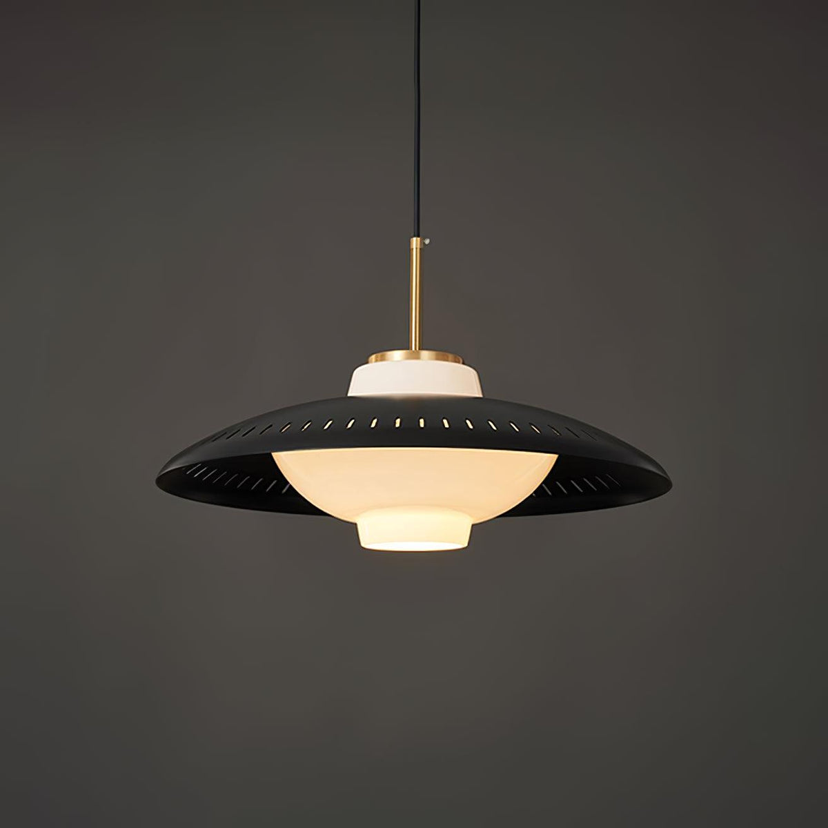 Opal Shade Pendant Lamp ∅ 17.7″ x H 8.8″/ Dia 45cm x H 22.5cm / Black Pendant light