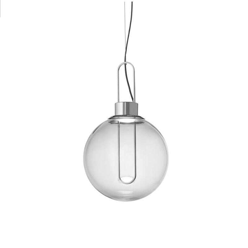 Orb Pendant Lamp ∅ 9.8″ / Dia 25cm / Chrome + Clear glass / Warm White Pendant light