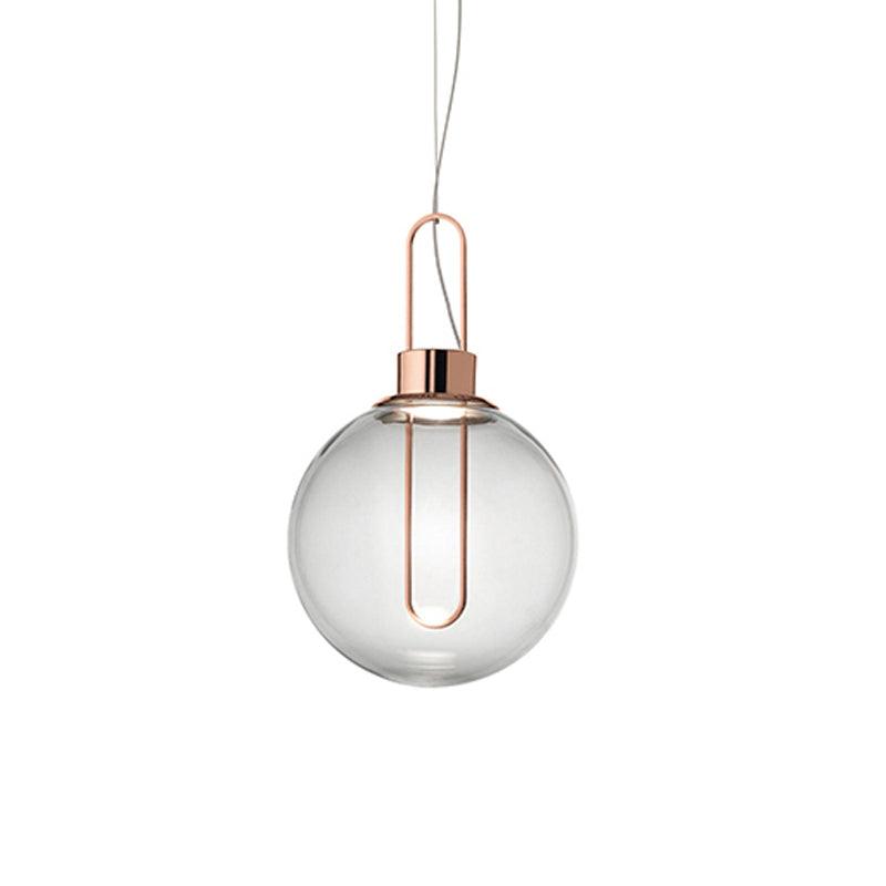 Orb Pendant Lamp ∅ 9.8″ / Dia 25cm / Rose Gold + Clear glass / Warm White Pendant light