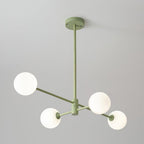 Orbi Green Chandelier 4 Heads L 26″ x H 7.9″ / L 66cm x H 20cm / Green & White Chandelier
