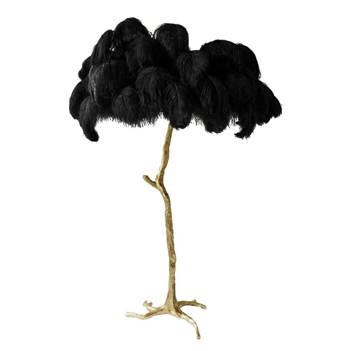 Ostrich Feather Brass Floor Lamp Polished brass / Black / US Plug Floor lamp