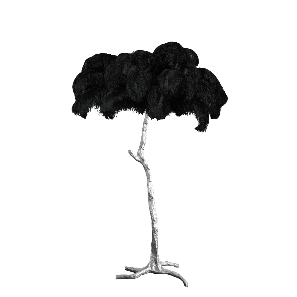 Ostrich Feather Brass Floor Lamp Silver / Black / US Plug Floor lamp