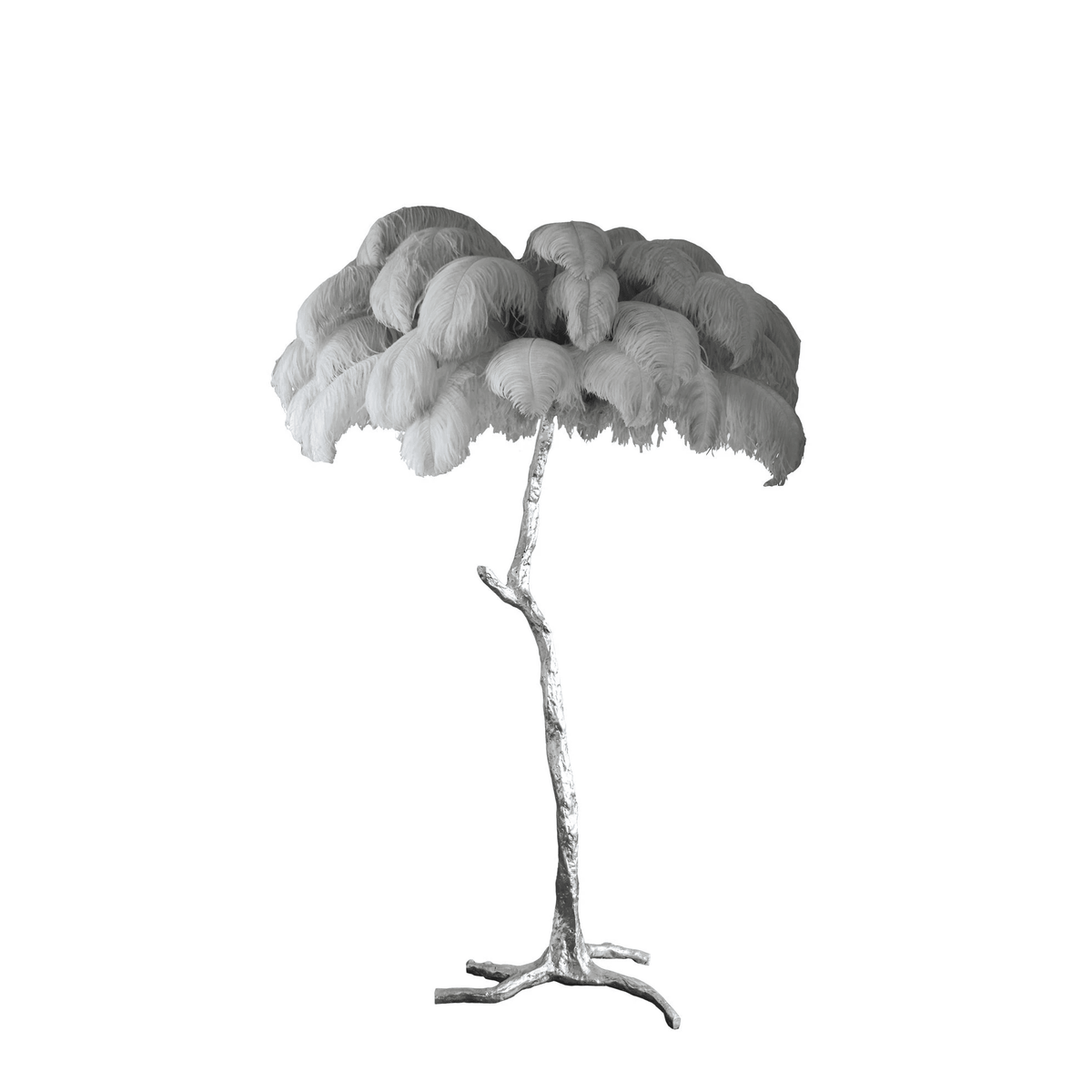 Ostrich Feather Brass Floor Lamp Silver / Cloud / US Plug Floor lamp