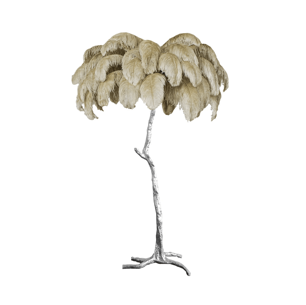 Ostrich Feather Brass Floor Lamp Silver / Old gold / US Plug Floor lamp