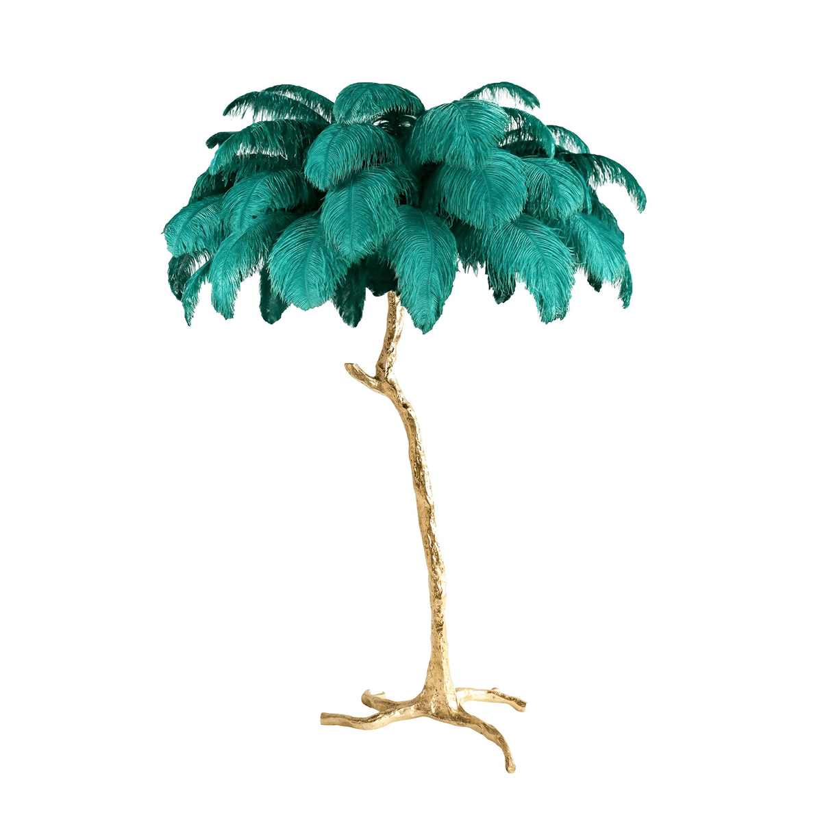 Ostrich Feather Brass Floor Lamp Polished brass / Peacock green / US Plug Floor lamp