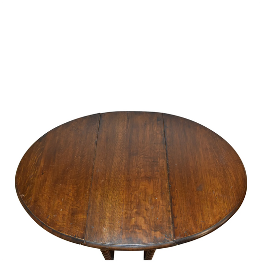Oval Oak Gate Leg Table with Barley Twist Legs