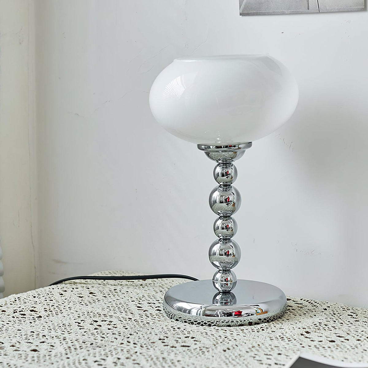 Oval Persimmon Table Light ∅ 7.1″ x H 12.6″ / Dia 18cm x H 32cm / Chrome + White / US plug Table lamp