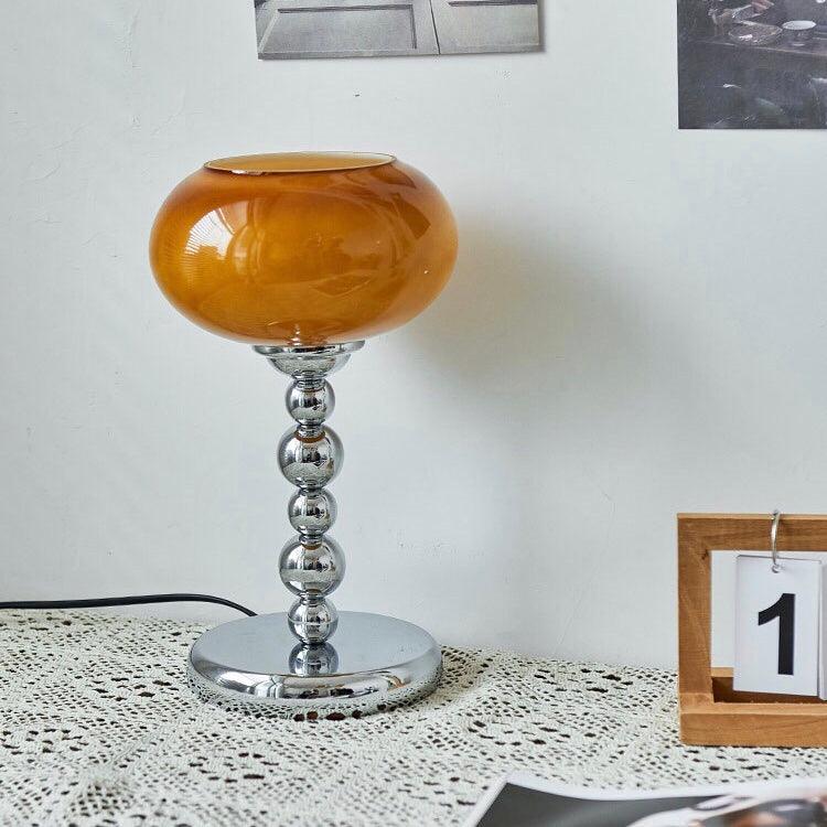 Oval Persimmon Table Light ∅ 7.1″ x H 12.6″ / Dia 18cm x H 32cm / Chrome + Dark orange / US plug Table lamp