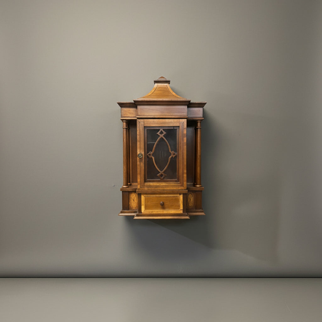 Pair of English Edwardian Inlaid Mahogany Hanging Display Cabinets