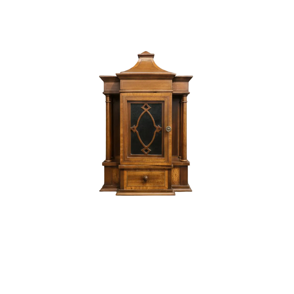 Pair of English Edwardian Inlaid Mahogany Hanging Display Cabinets