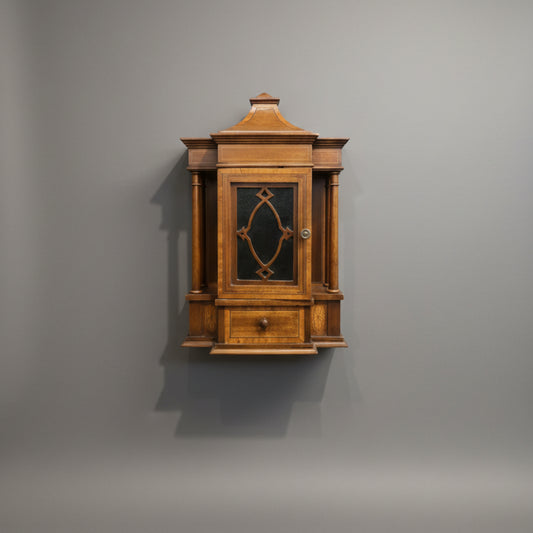 Pair of English Edwardian Inlaid Mahogany Hanging Display Cabinets