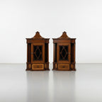 Pair of English Edwardian Inlaid Mahogany Hanging Display Cabinets