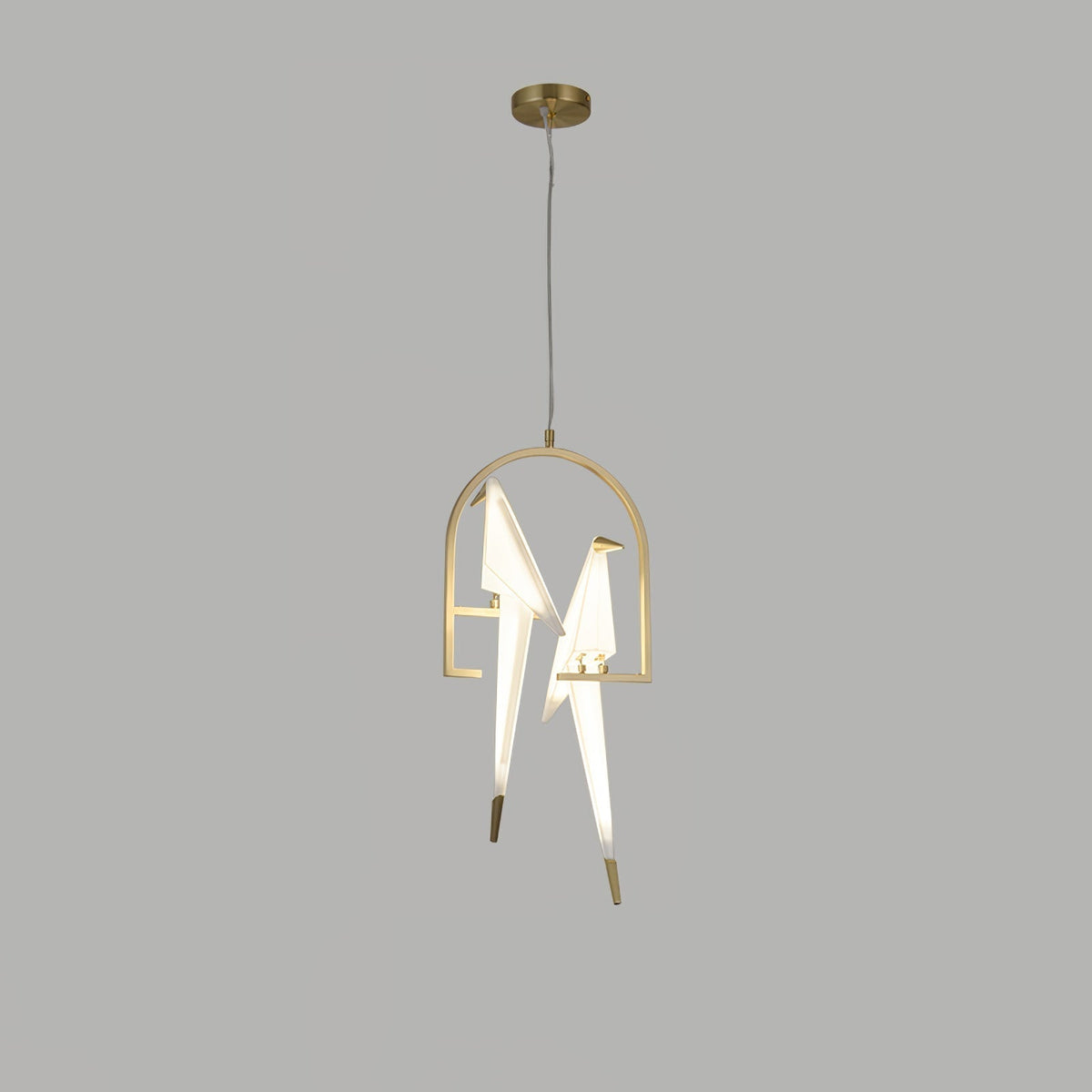 Paper Crane Bird LED Chandelier 2heads ? 12.6″ x H 28″ / Dia 32cm x H 71cm (Power:~16W) / Gold & White / Warm Light