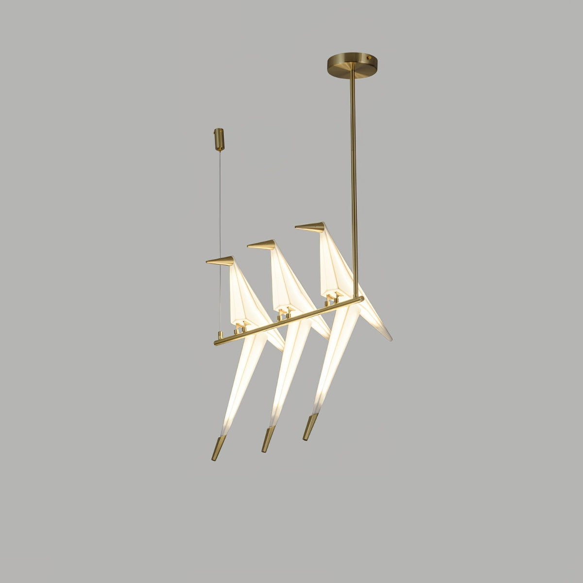 Paper Crane Bird LED Chandelier 3heads A ? 23.6″ x H 35.4″ / Dia 60cm x H 90cm (Power:~24W) / Gold & White / Warm Light