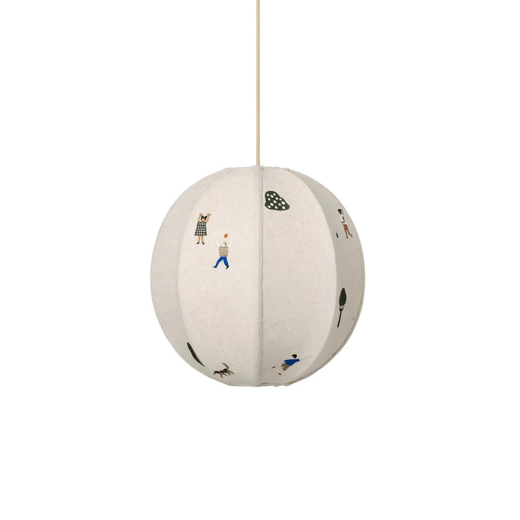 Park Embroidered Textile Pendant Lamp ? 13.8″ x H 13.8″ / Dia 35cm x H 35cm / White Pendant light