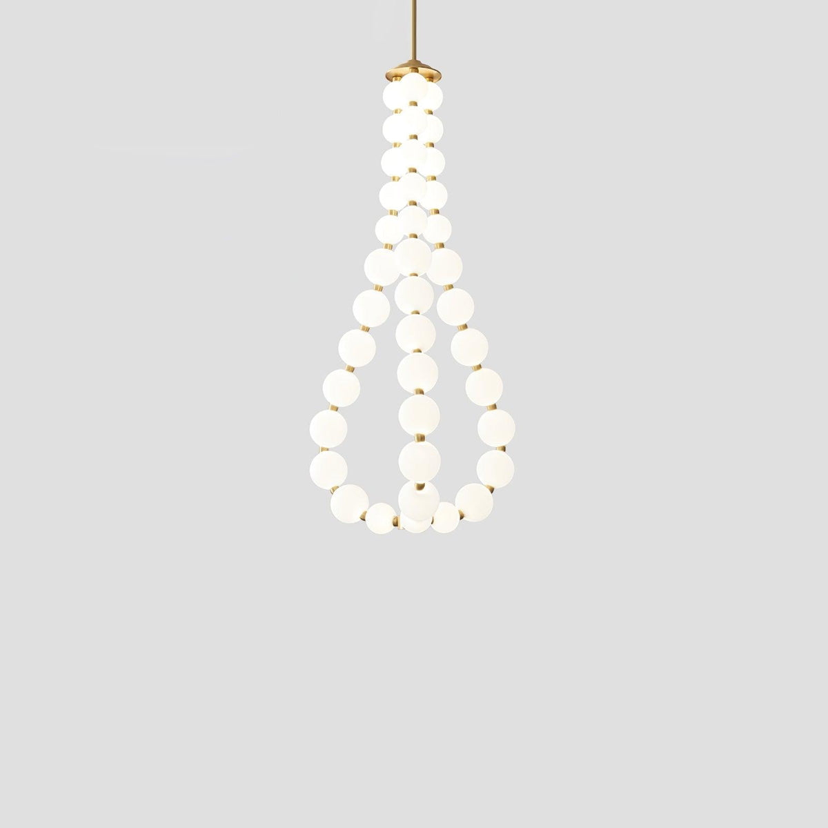 Glass Pearl Necklace Chandelier ? 23.6″ x H 47.2″ / Dia 60cm x H 120m / Brass & White / Warm Light Chandelier