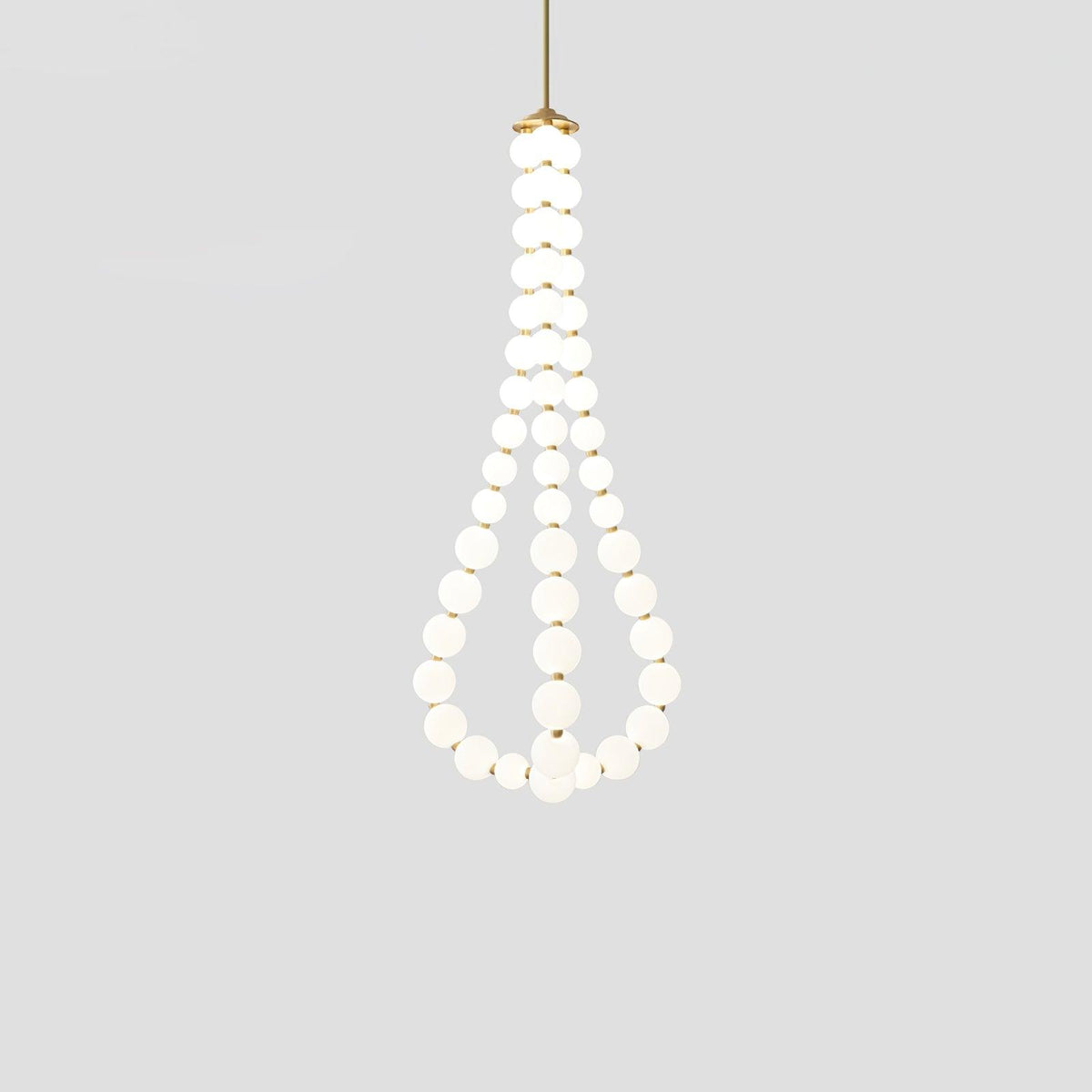 Acrylic Pearl Necklace Chandelier ? 27.6″ x H 59.1″ / Dia 70cm x H 150m / Brass & White / Warm Light Chandelier